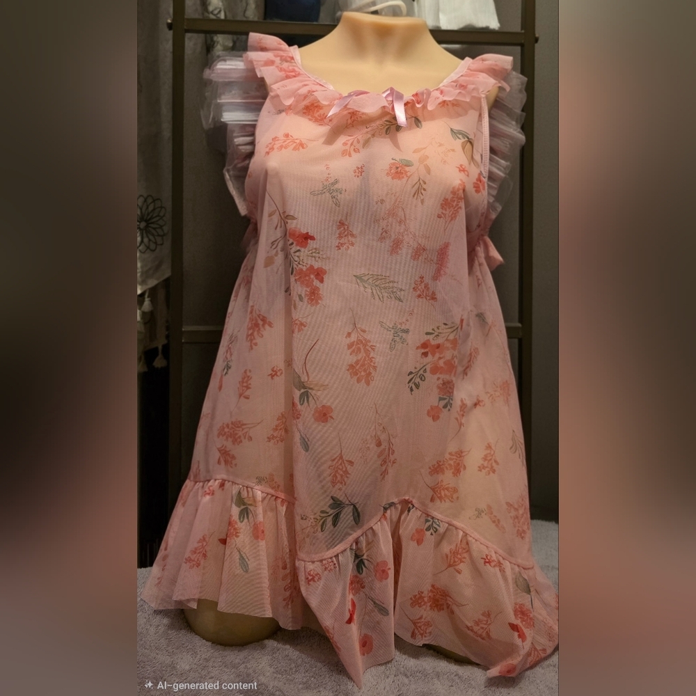 Floral Pink Ruffle Lingrie